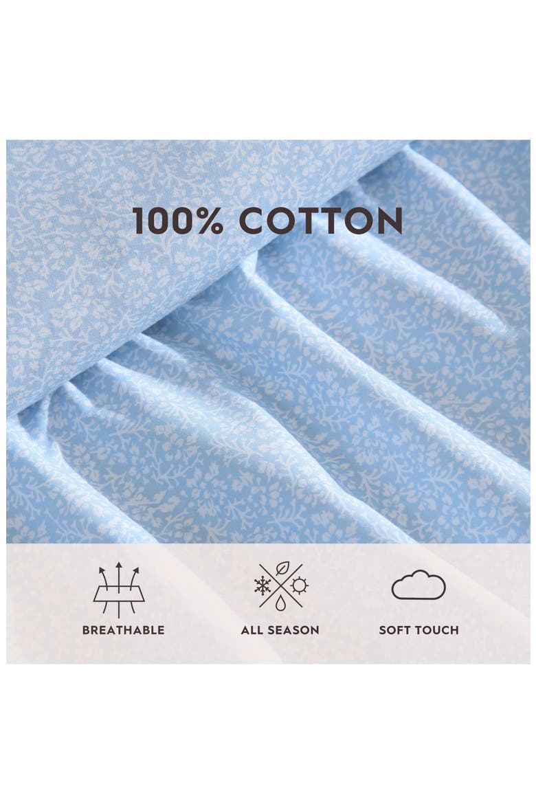 Maeve Floral 200 Thread Count Cotton Percale Sheet Set, Alternate, color, LIGHT / MEDIUM BLUE