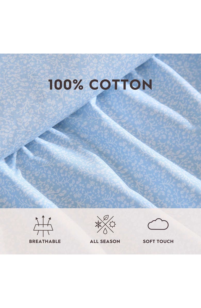 Laura Ashley Maeve Floral 200 Thread Count Cotton Percale Sheet Set, Alternate, color, Light / Medium Blue