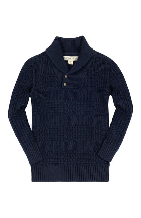 Baby Boys' Organic Textured Shawl Collar Sweater, Infant