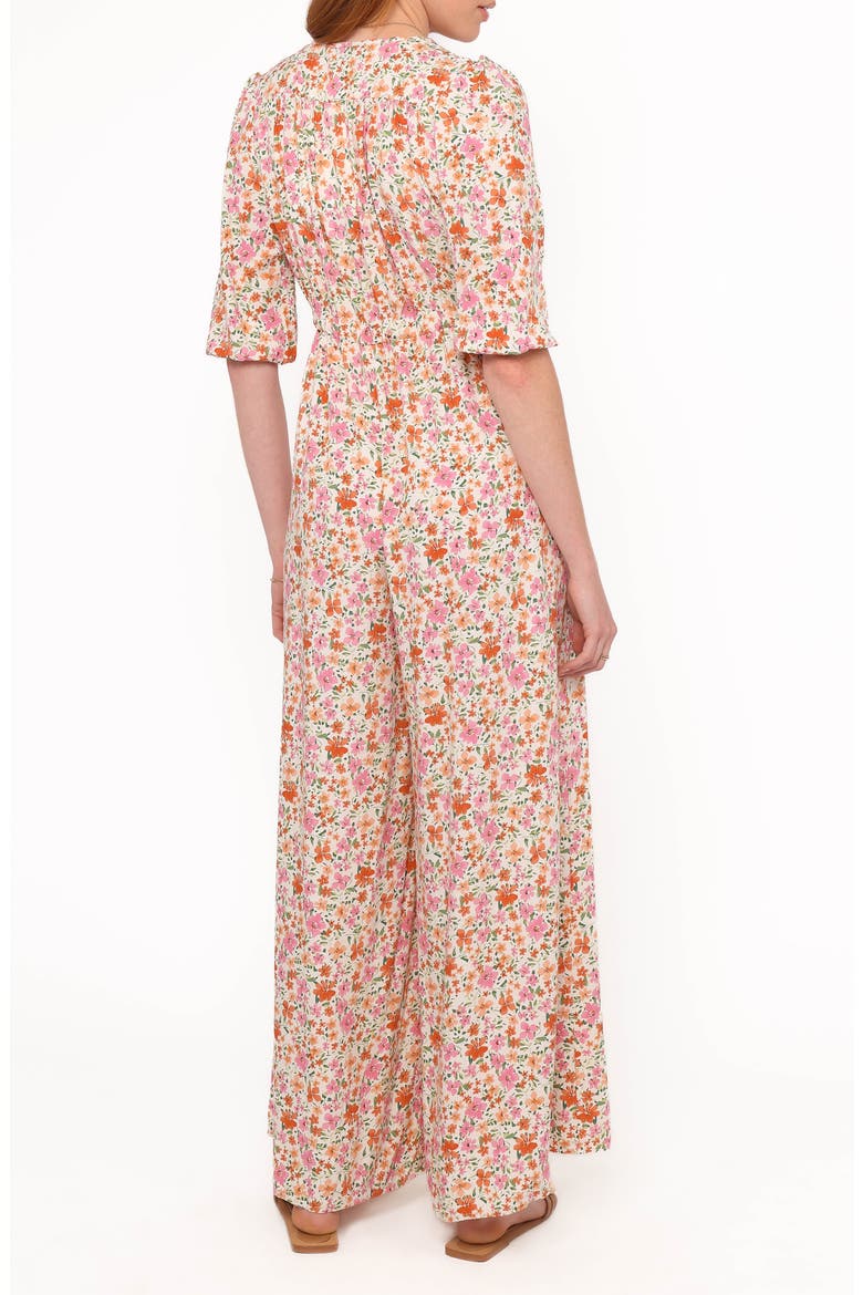Kelda Floral Print Wide Leg Jumpsuit, Alternate, color, BEIGE