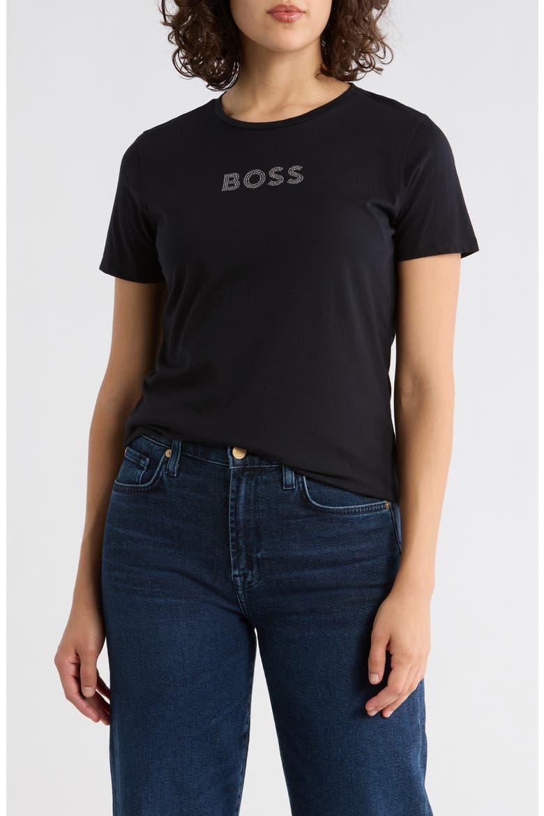 Rhinestone Logo T-Shirt, Main, color, BLK