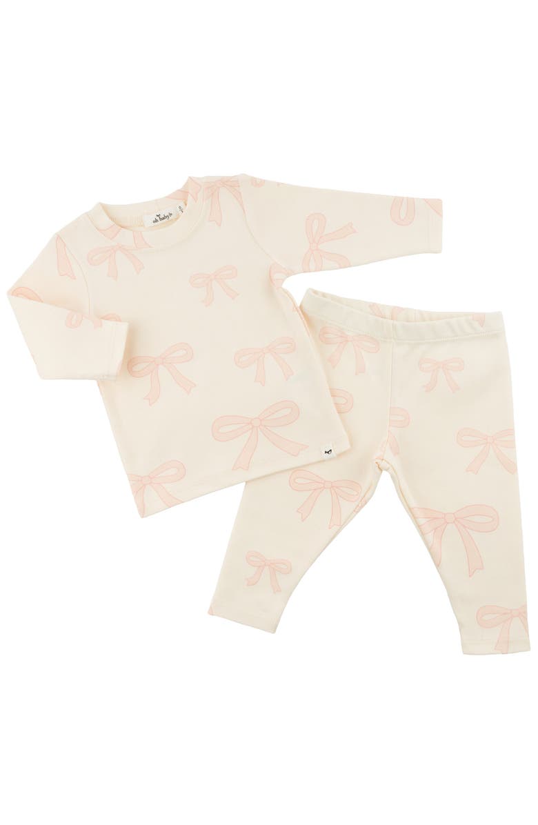oh baby! Big Bows Pink Two Piece Set, Alternate, color, Milk