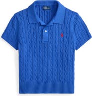 Polo Ralph Lauren Crop Cable Knit Cotton Polo Sweater