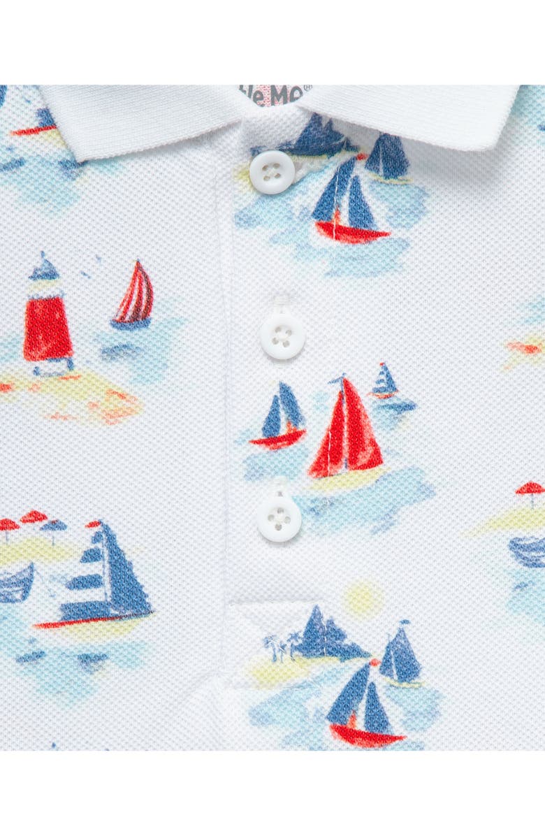 Little Me Breezy Cotton Button-Up Polo & Shorts Set, Alternate, color, Blue