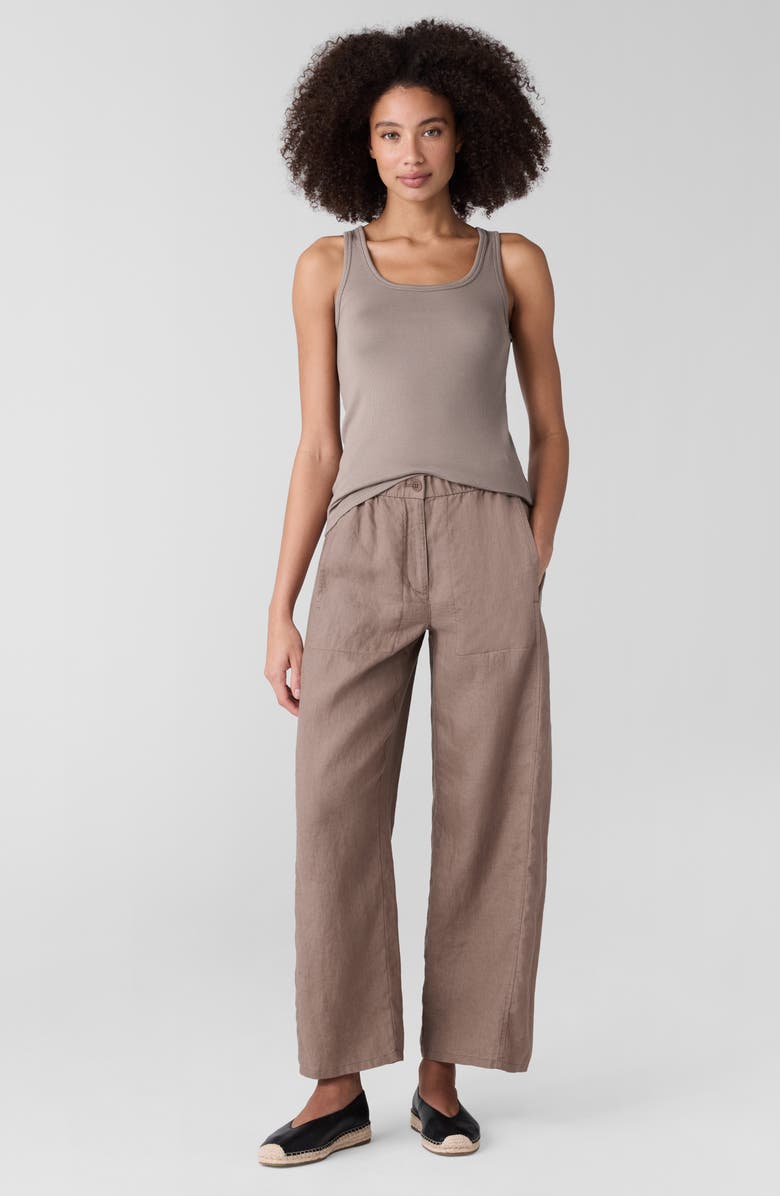 Eileen Fisher Slim Fit Scoop Neck Stretch Cotton Tank, Alternate, color, Cocoa
