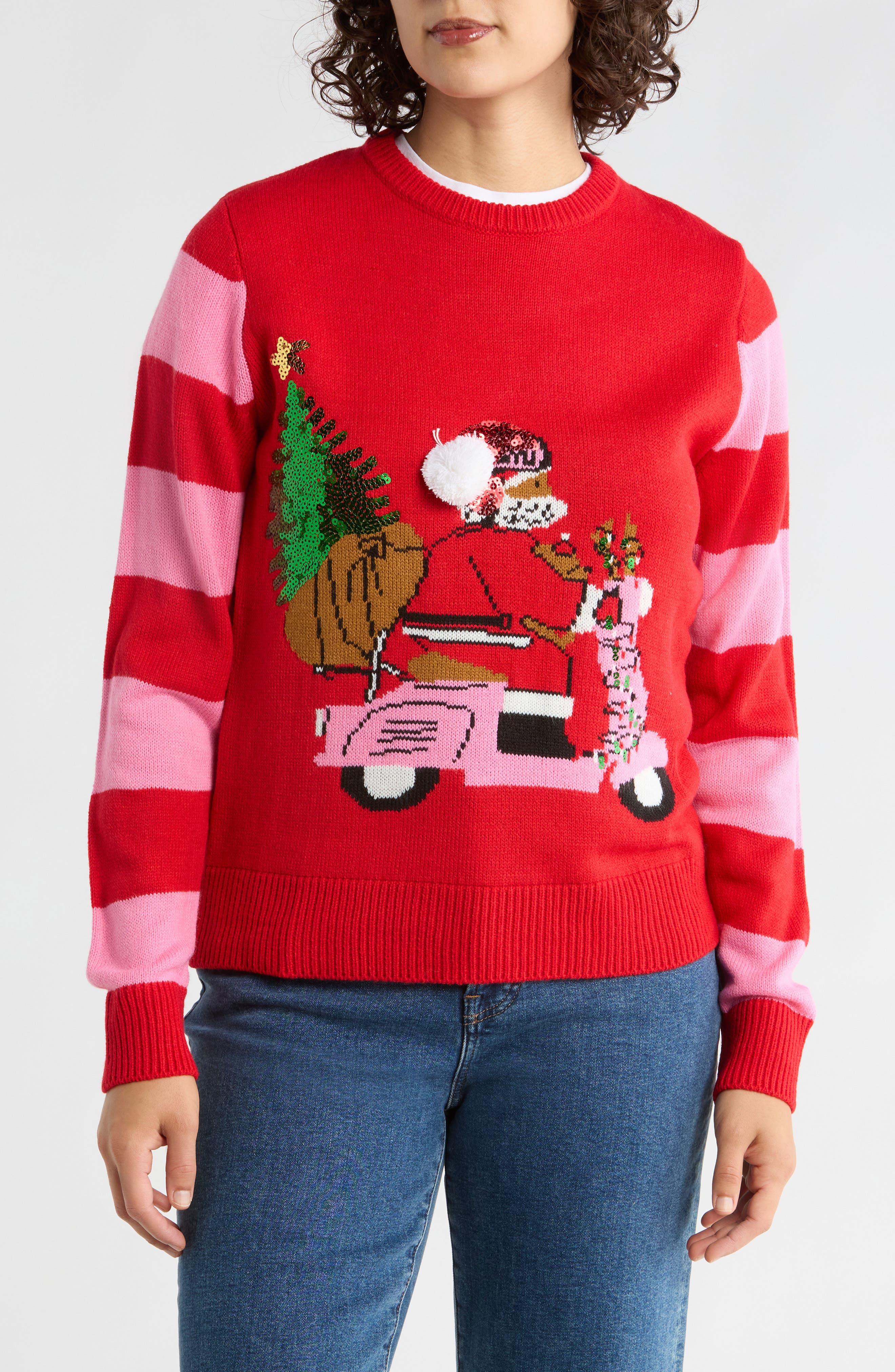 Vigoss Santa Scooter Embroidered Sweater