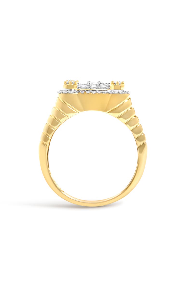 Men's 14K Yellow Gold Plated Sterling Silver 1.0 Cttw Diamond Square Motif Band Ring, Alternate, color, Yellow Gold over Silver