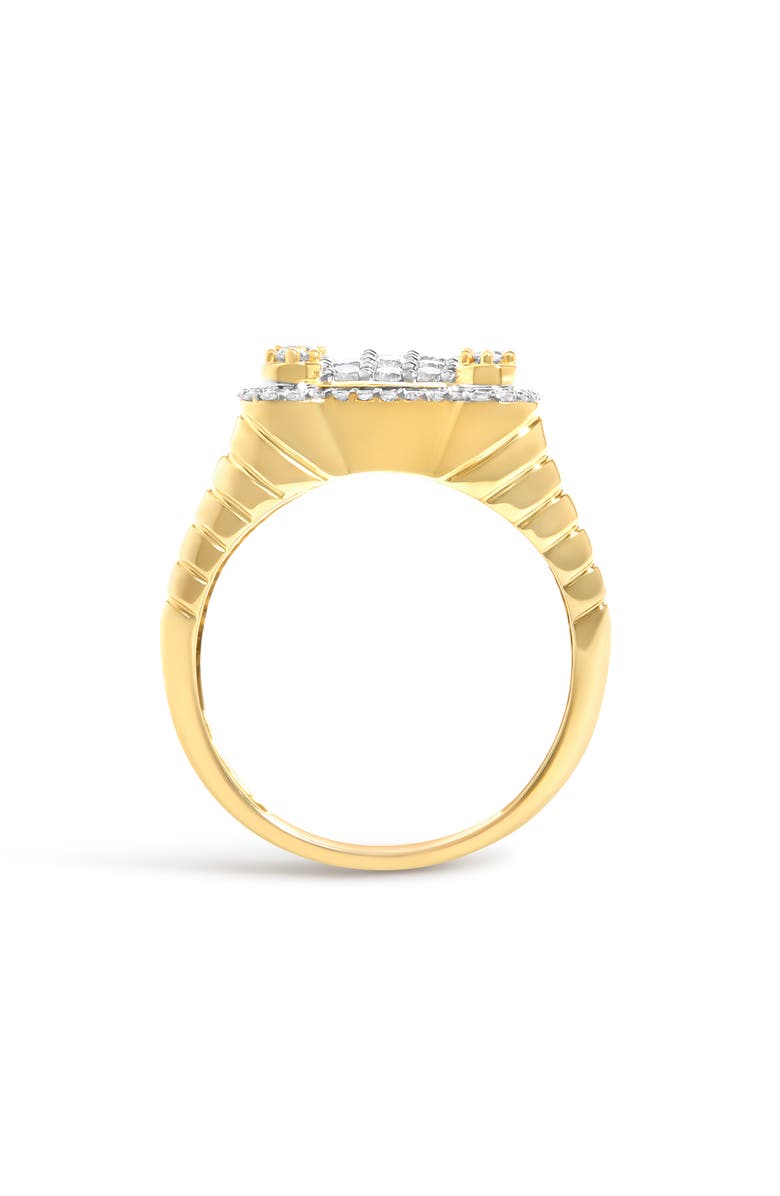 Haus of Brilliance Men's 14K Yellow Gold Plated Sterling Silver 1.0 Cttw Diamond Square Motif Band Ring, Alternate, color, Yellow Gold Over Silver