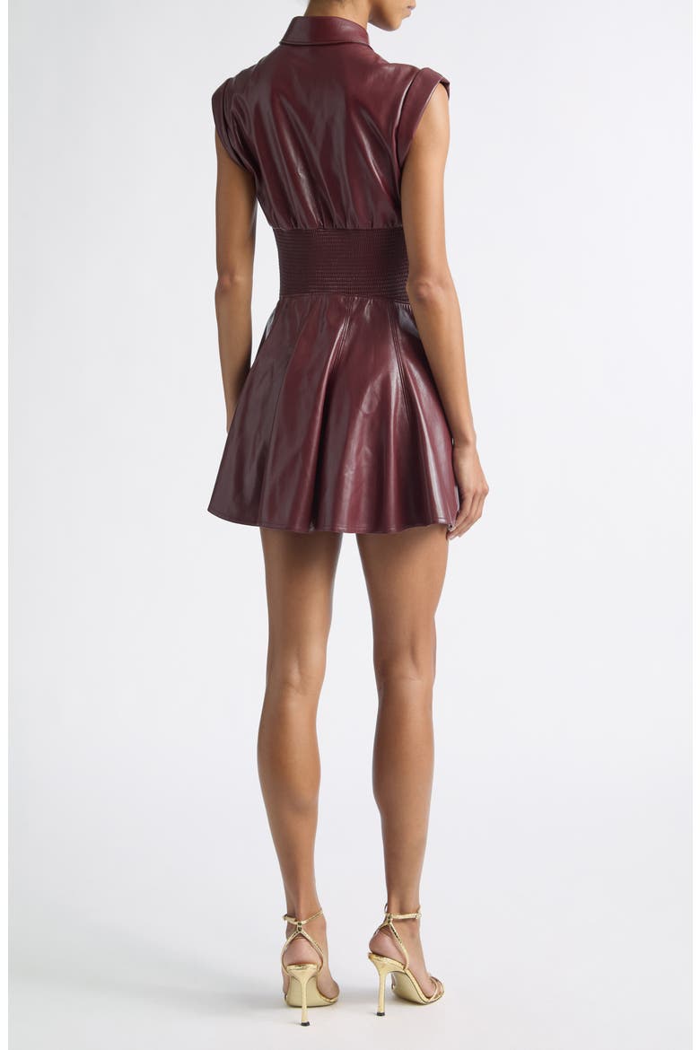 Kim Faux Leather Paneled Minidress, Alternate, color, COGNAC