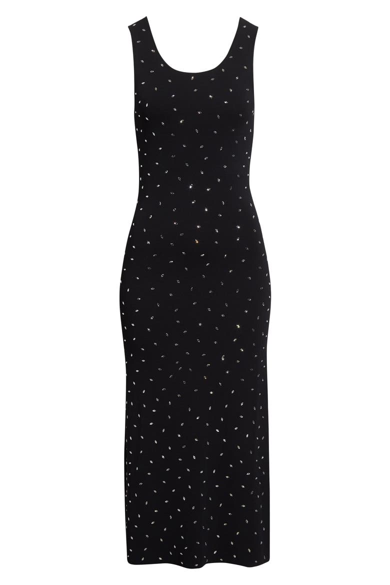 Geordie Crystal Embellished Jersey Dress, Alternate, color, BLACK