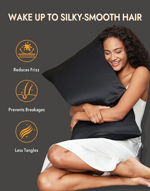 Silksilky 22momme 100% Mulberry Silk Envelope Pillowcase In Black