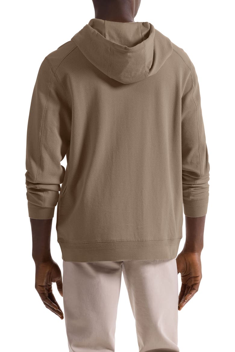 Textured Piqué Hoodie, Alternate, color, COBBLESTONE