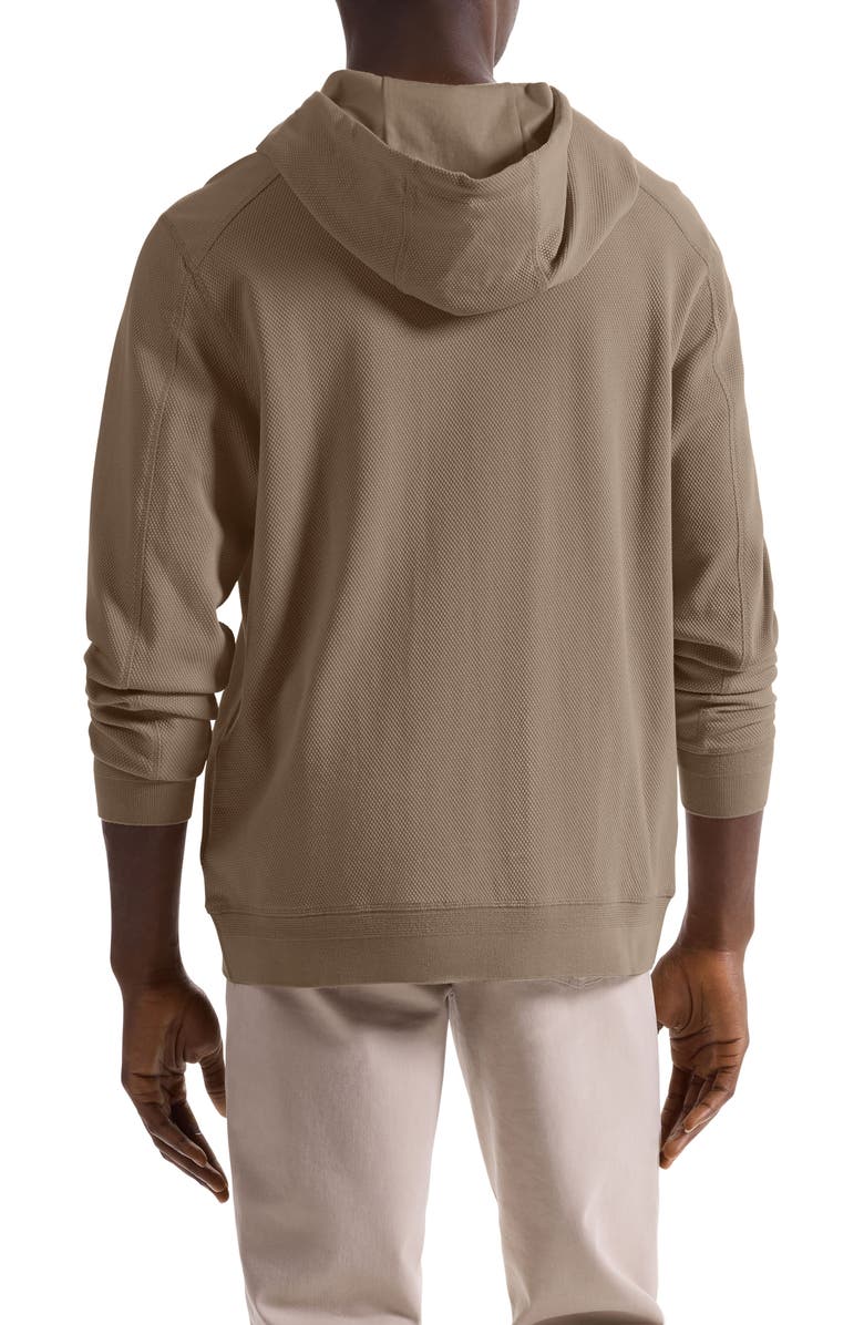 Bugatchi Textured Piqué Hoodie, Alternate, color, Cobblestone