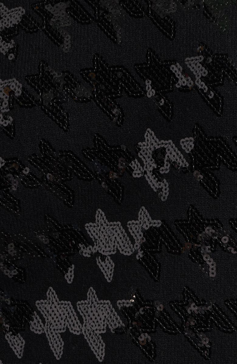 Anne Klein Sequin Houndstooth Mock Neck Sweater, Alternate, color, Anne Black