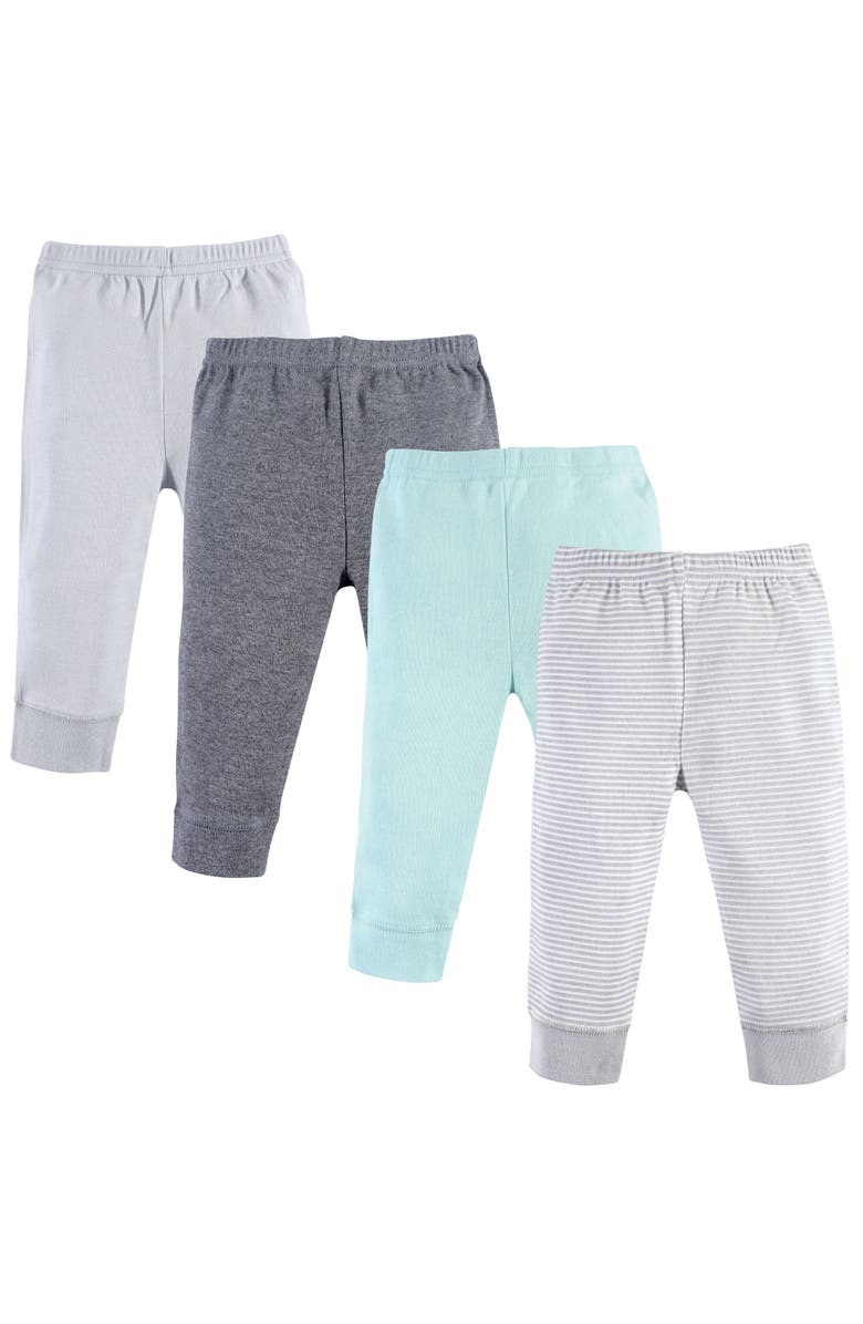 Luvable Friends 4Pk Pants, Main, color, Light Gray Stripe