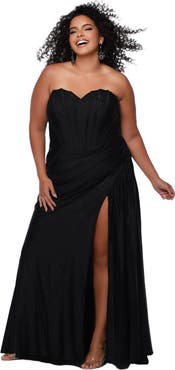 Sydney's Closet Strapless Corset Slim Fitted Plus Size Gown