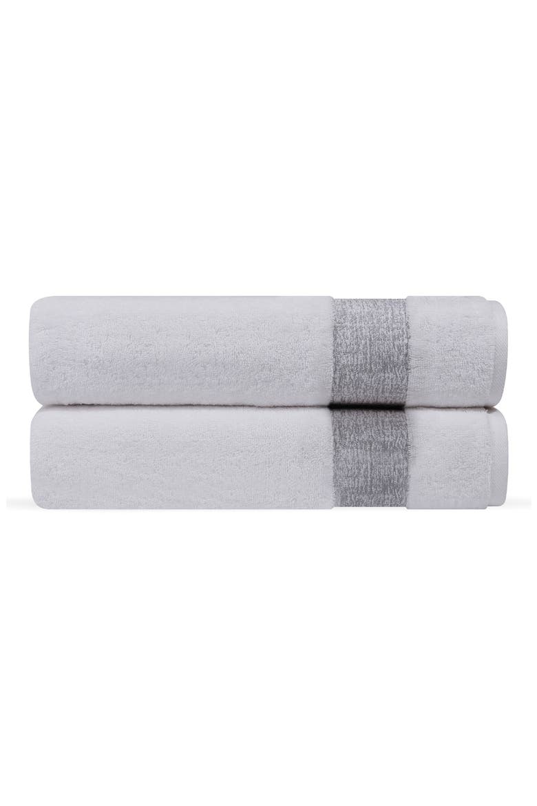 Pera 2-Piece Turkish Cotton Bath Towel Set, Main, color, SILVER