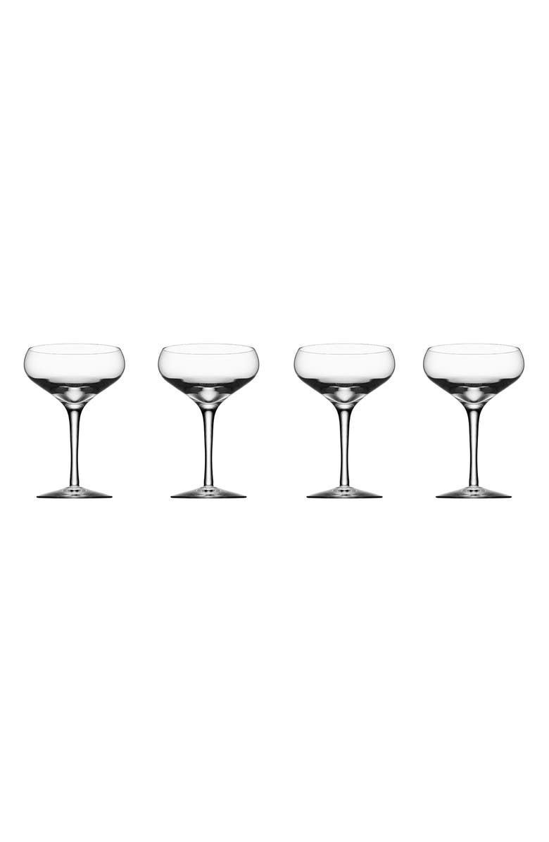 Orrefors More Set of 4 Crystal Coupe Cocktail Glasses, Main, color, Clear