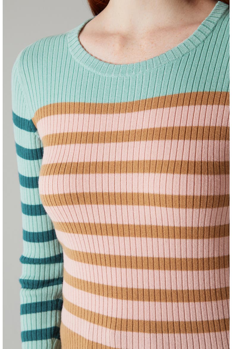 Love Stripe Rib Knit Sweater, Alternate, color, CORAL MULTI