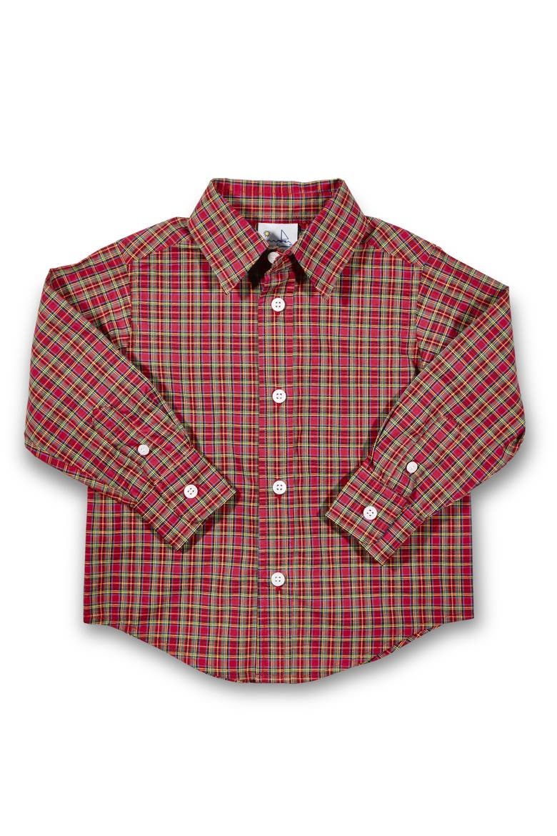 Plaid Button Down Shirt, Main, color, Red, Green