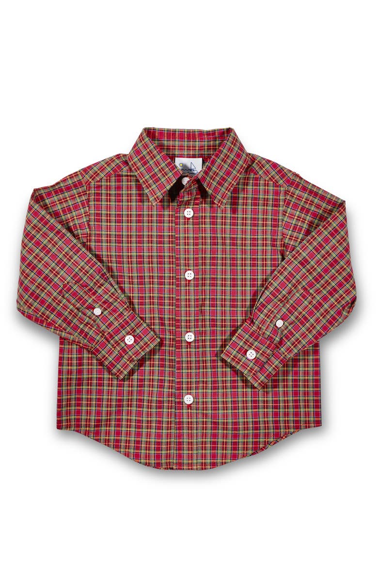 Florence Eiseman Plaid Button Down Shirt, Main, color, Red, Green