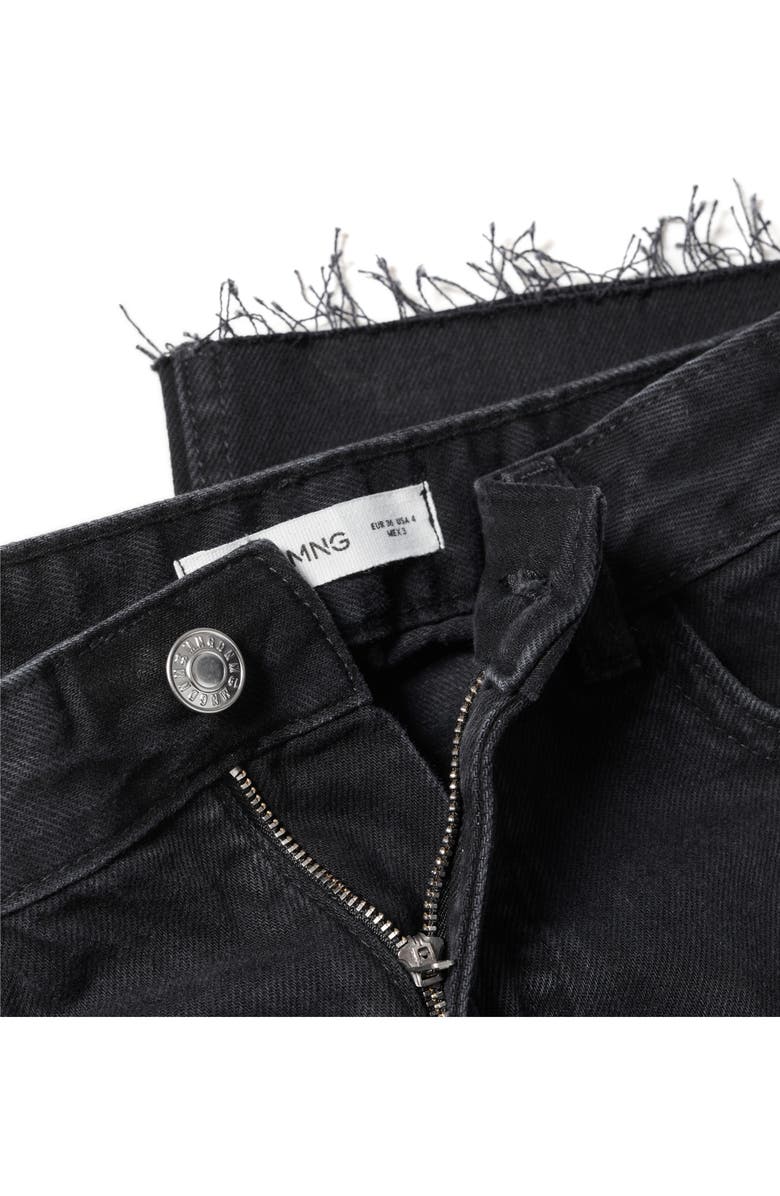 MANGO Fray Hem Wide Leg Jeans, Alternate, color, Black Denim