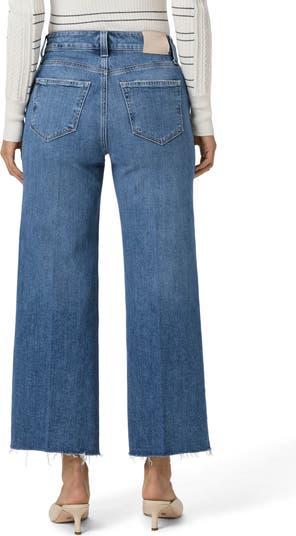 Anessa High Waist Raw Hem Ankle Wide Leg Jeans