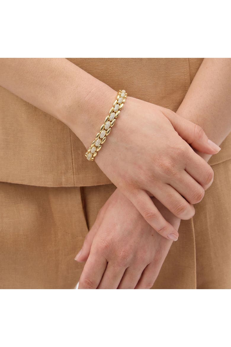 CZ Interlocking Bracelet, Alternate, color, Gold Plated Sterling Silver