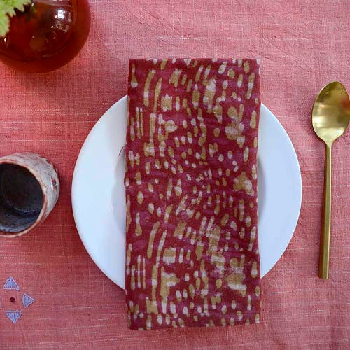 Ichcha Rustic Handmade Cotton Napkins In Orange