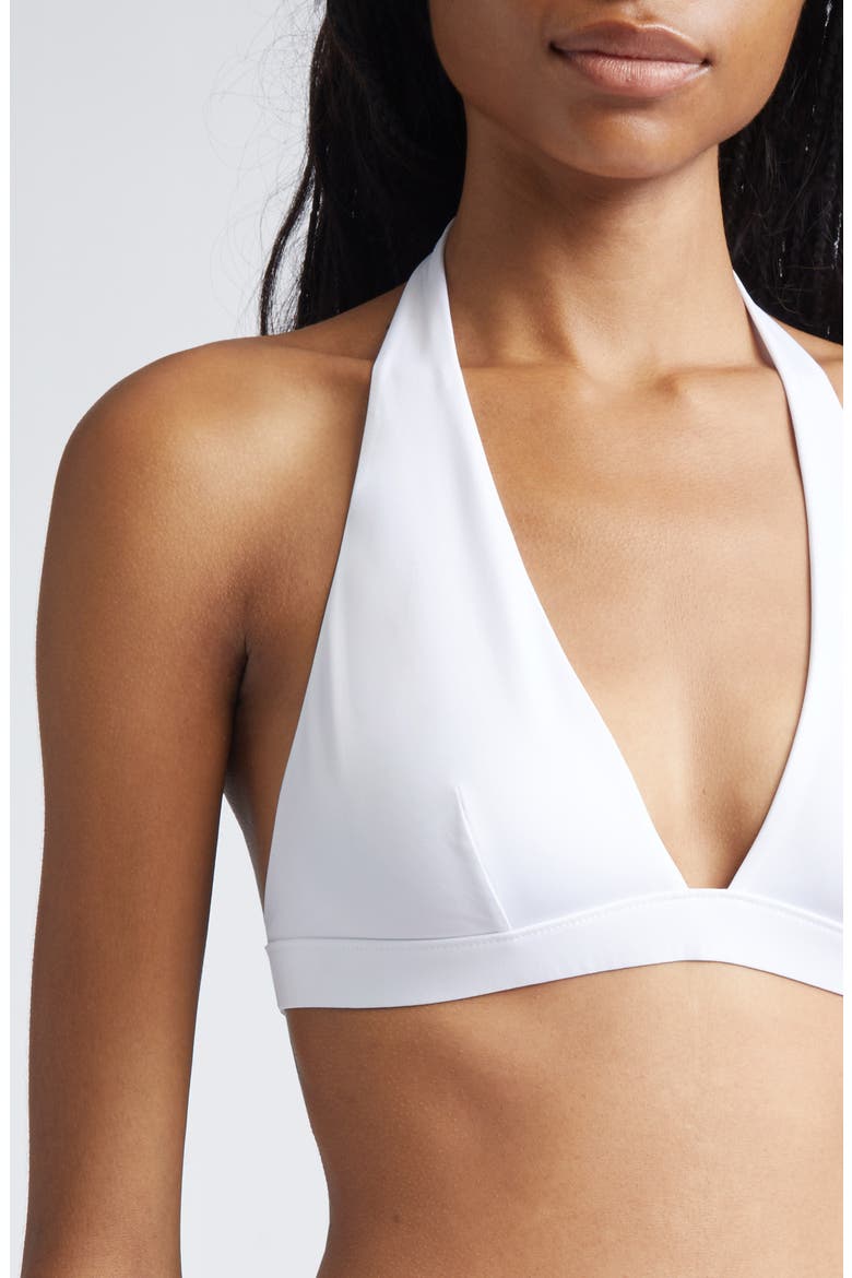 Beachwear Jersey Halter Bikini Top, Alternate, color, WHITE