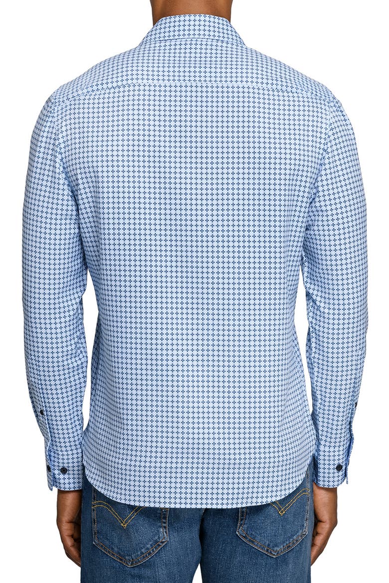 Diamond Geo Woven Long Sleeve Basic, Alternate, color, WHITE/BLUE