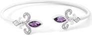 Haus of Brilliance Silver 8X4MM Marquise Purple Amethyst and Diamond Bangle