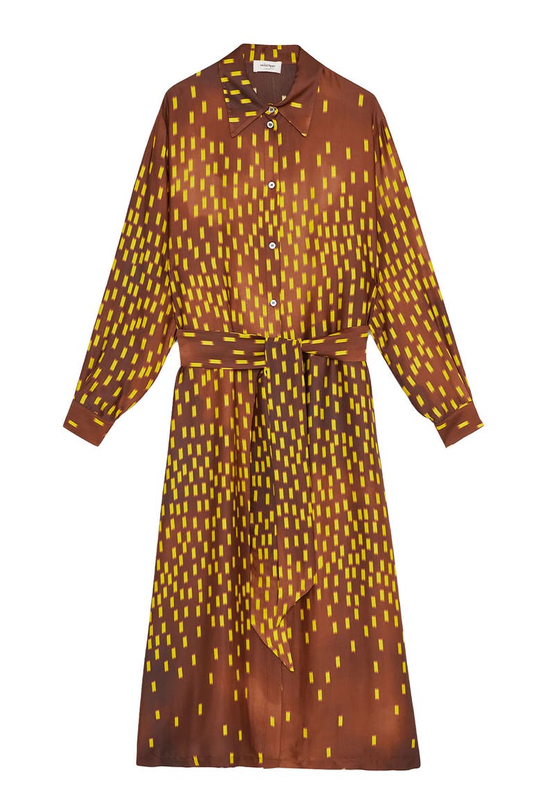 Viscose Long Chemisier With Sash, Alternate, color, Brown