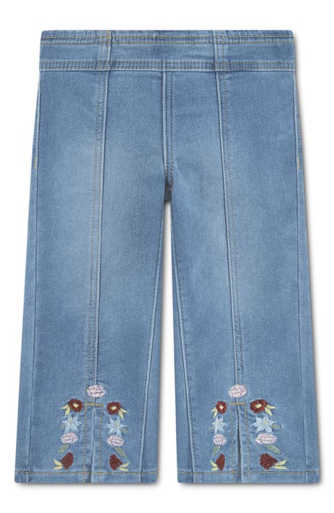 Kids' Embroidered Wide Leg Jeans
