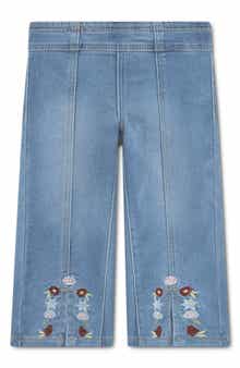 Kids' Embroidered Wide Leg Jeans