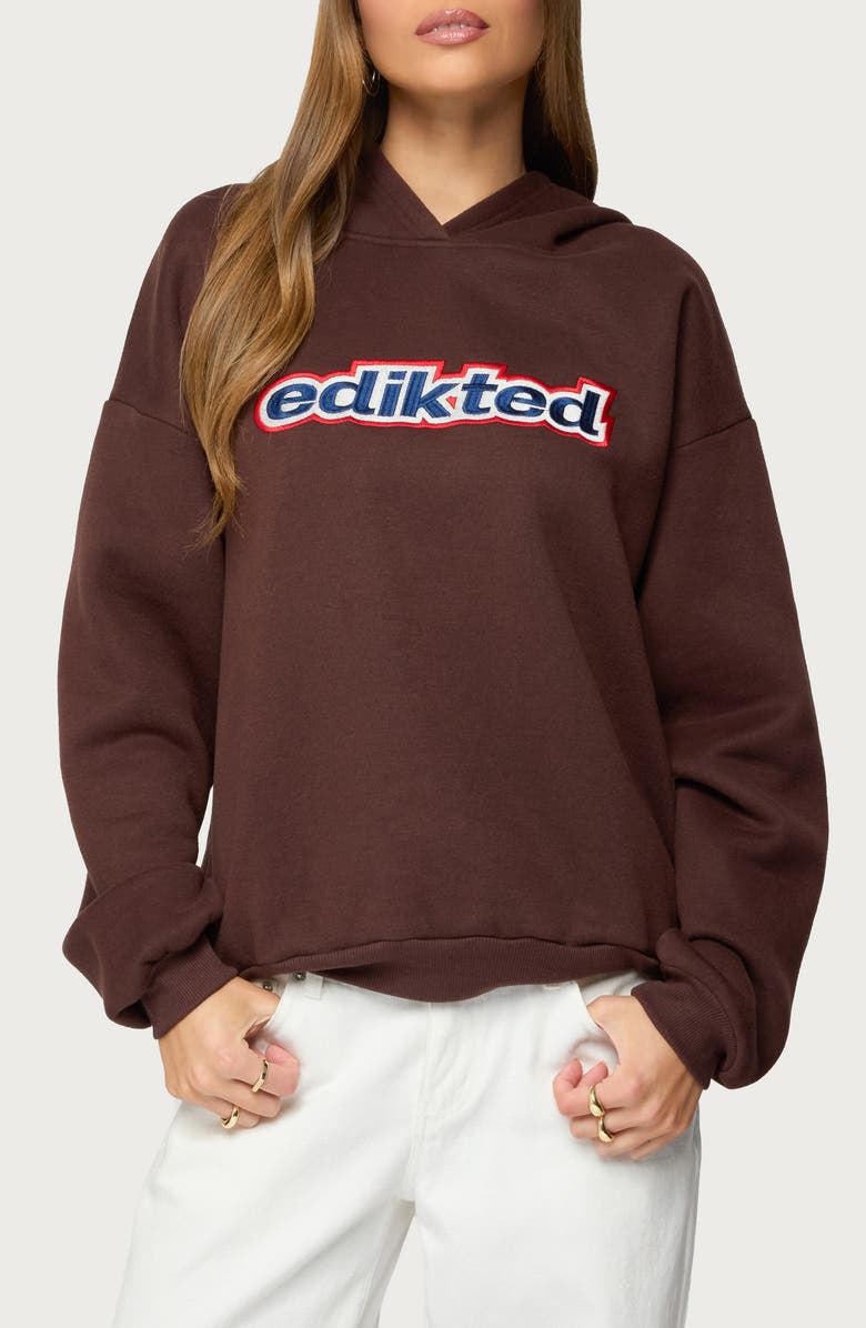 EDIKTED Sweet Treat Logo Oversize Hoodie, Main, color, 