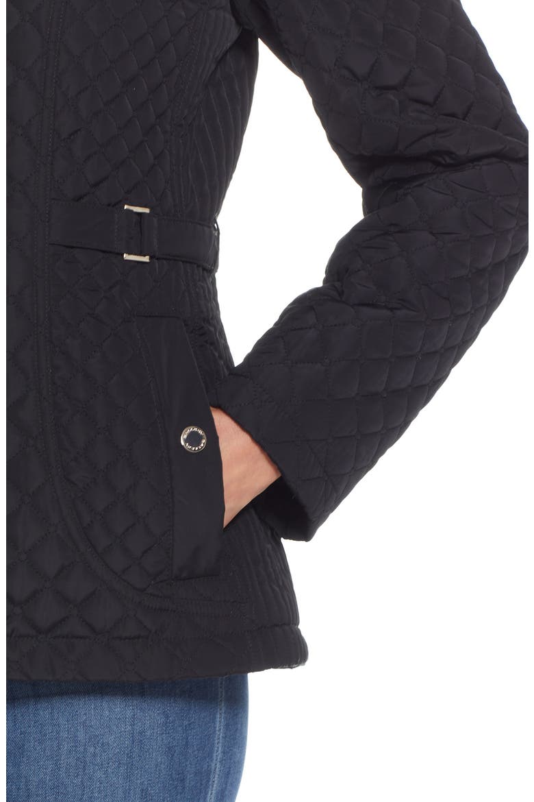 Quilted Stand Collar Jacket, Alternate, color, BLACK