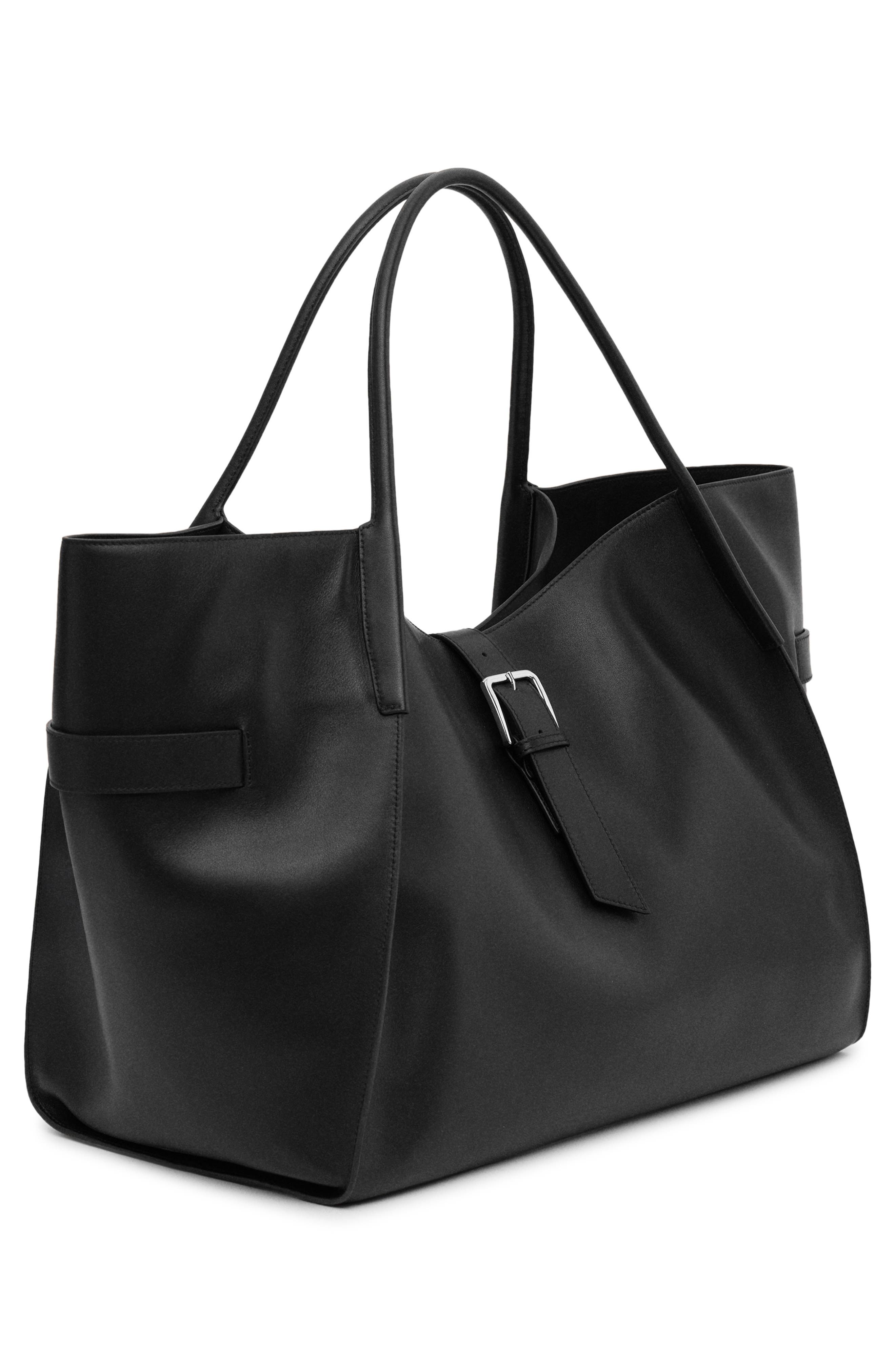 MANGO Maxi Leather Shopper Bag, Alternate, color, 