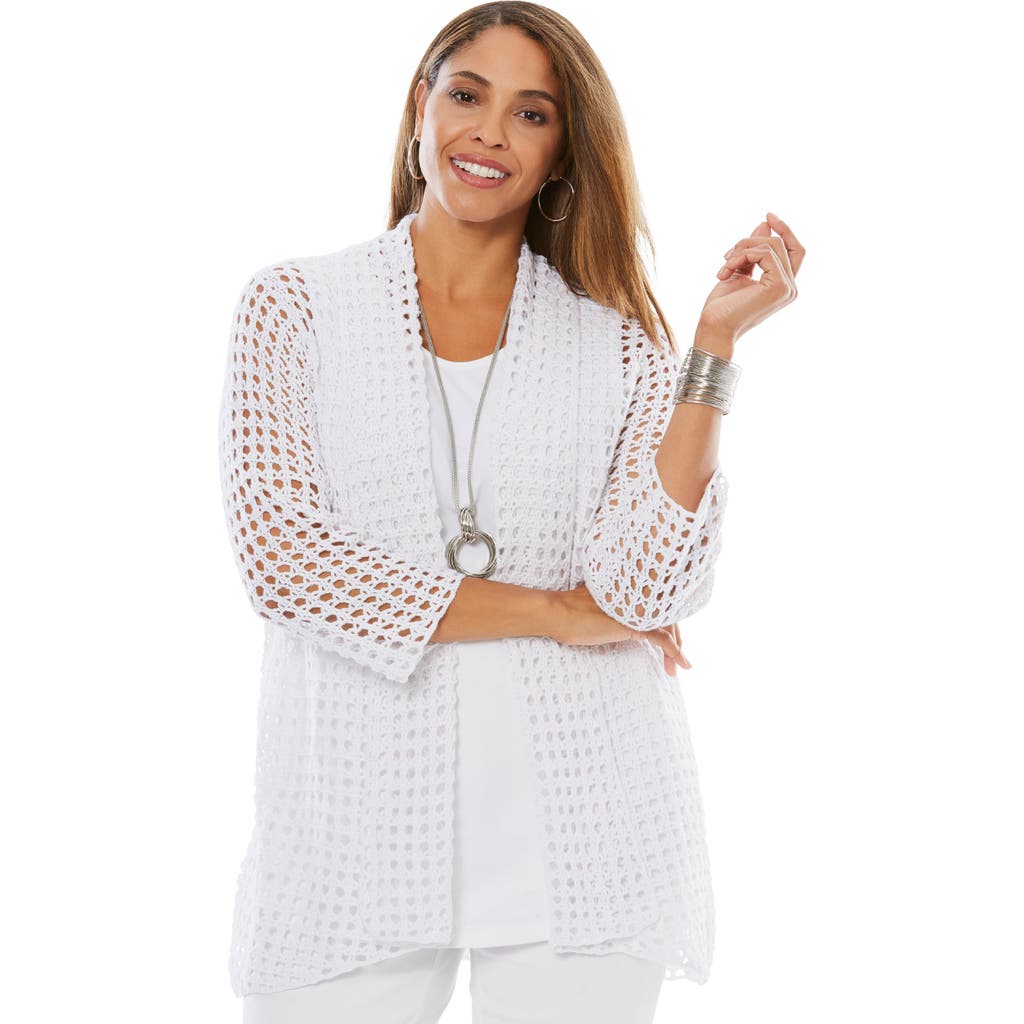 Jessica London Crochet Cardigan In White