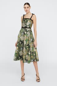 Theia Joni Velvet Bow Strap Dress