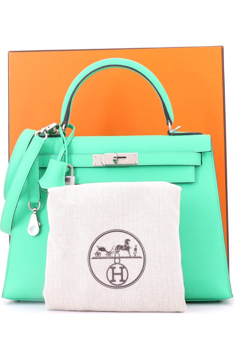 Pre-Owned Hermes Kelly Handbag Green Epsom with Palladium Hardware 28, Alternate, color, Vert Comics