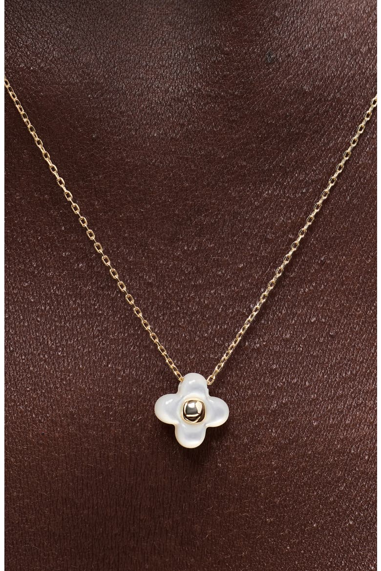 Liora Flower Pendant Necklace, Alternate, color, GOLD / WHITE