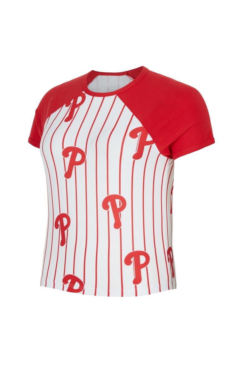 Women's Concepts Sport  White Philadelphia Phillies Outbound Pinstripe Raglan T-Shirt, Alternate, color, White