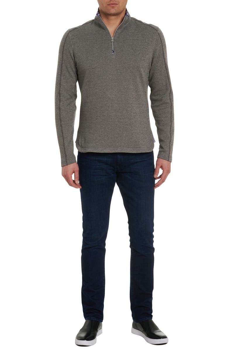 Robert Graham Delage Tweed Jacquard Quarter Zip Pullover, Alternate, color, 