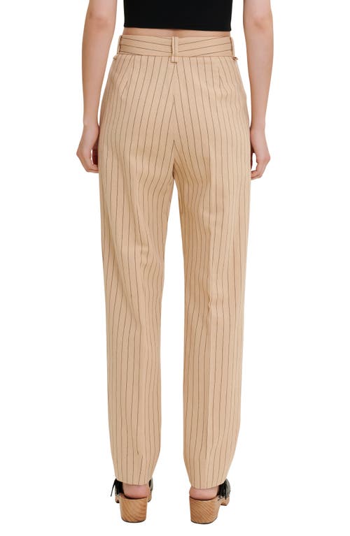 Maje Pilatex Striped Organic-cotton And Linen-blend Trousers In Beige