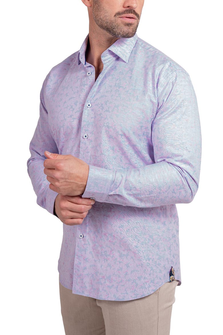 Fibonacci Ascension Contemporary Fit Button-Up Shirt, Alternate, color, PINK