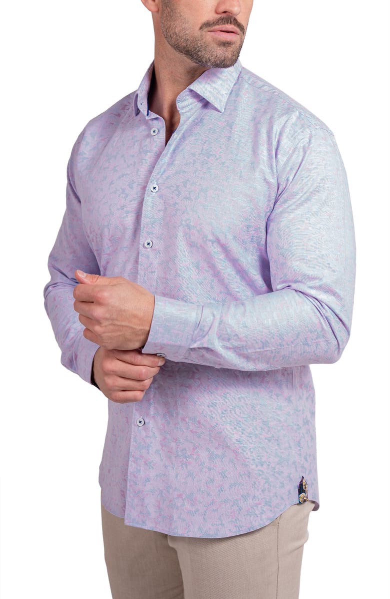 Maceoo Fibonacci Ascension Contemporary Fit Button-Up Shirt, Alternate, color, Pink