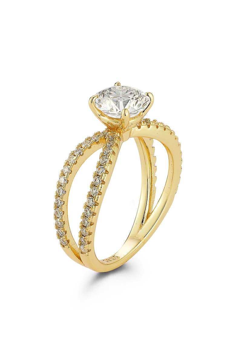 Round Moissanite Caged Band Ring, Alternate, color, GOLD/ MOISSANITE