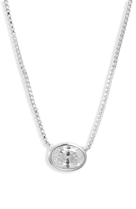 Bezel Cubic Zirconia Solitaire Pendant Necklace