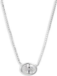 Nordstrom Bezel Cubic Zirconia Solitaire Pendant Necklace